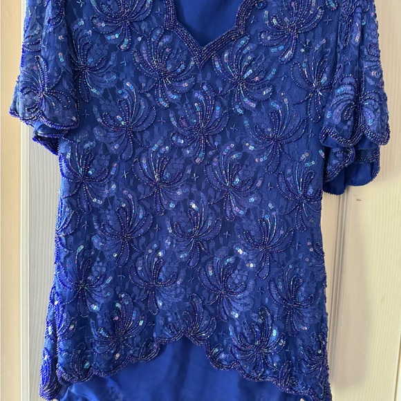 Vintage Lawrence Kazar New York sequined two piece dress. - Picture 2 of 6